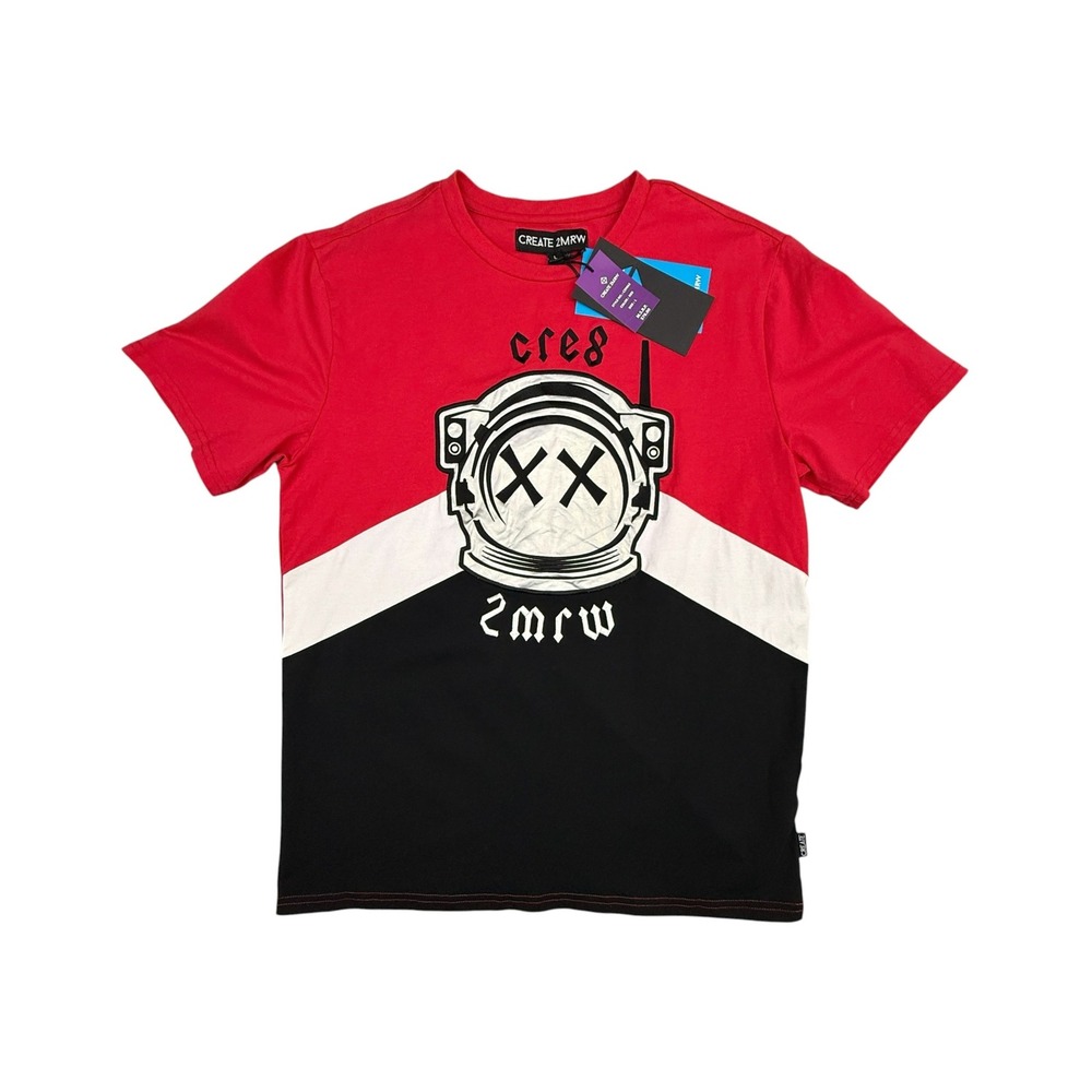 CREATE 2MRW T-Shirt Mens Large Red Astronaut Graphic Short Sleeve Hypebeast New
